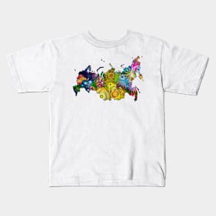 Spirograph Patterned Russia Republics Map Kids T-Shirt